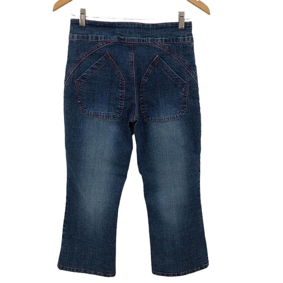 Vintage Von Dutch Capri Jeans Juniors Size 3 Y2K Embroidered Med Wash Mid Rise - Picture 2 of 12